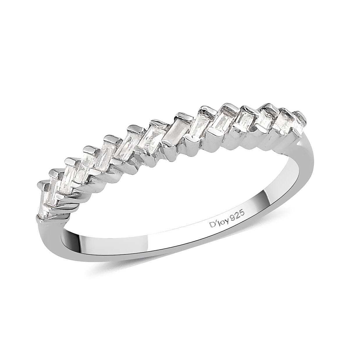 Diamond Half Eternity Band Ring in Platinum Over Sterling Silver 0.25 ctw
