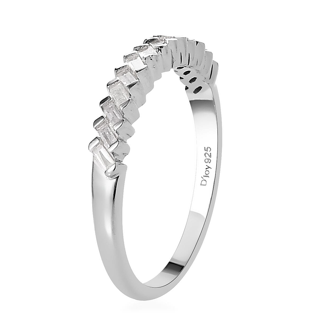 Diamond Half Eternity Band Ring in Platinum Over Sterling Silver (Size 7.0) 0.25 ctw image number 3