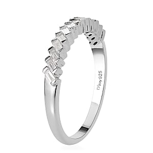 Diamond Half Eternity Band Ring in Platinum Over Sterling Silver (Size 8.0) 0.25 ctw