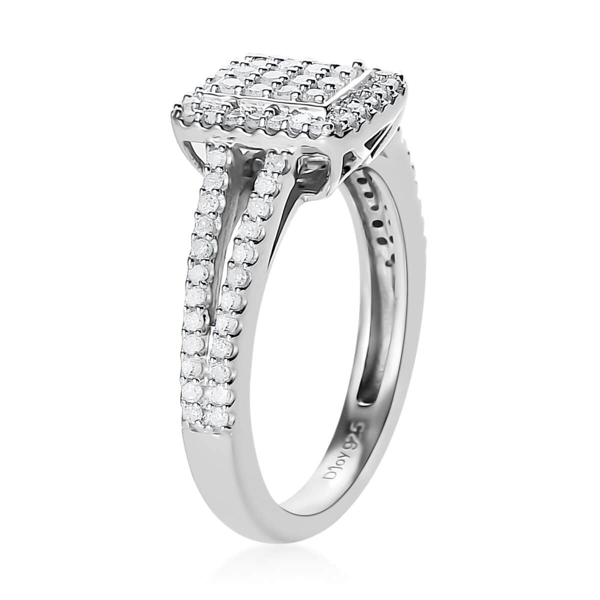 Diamond Split Shank Ring in Platinum Over Sterling Silver 0.50 ctw image number 3