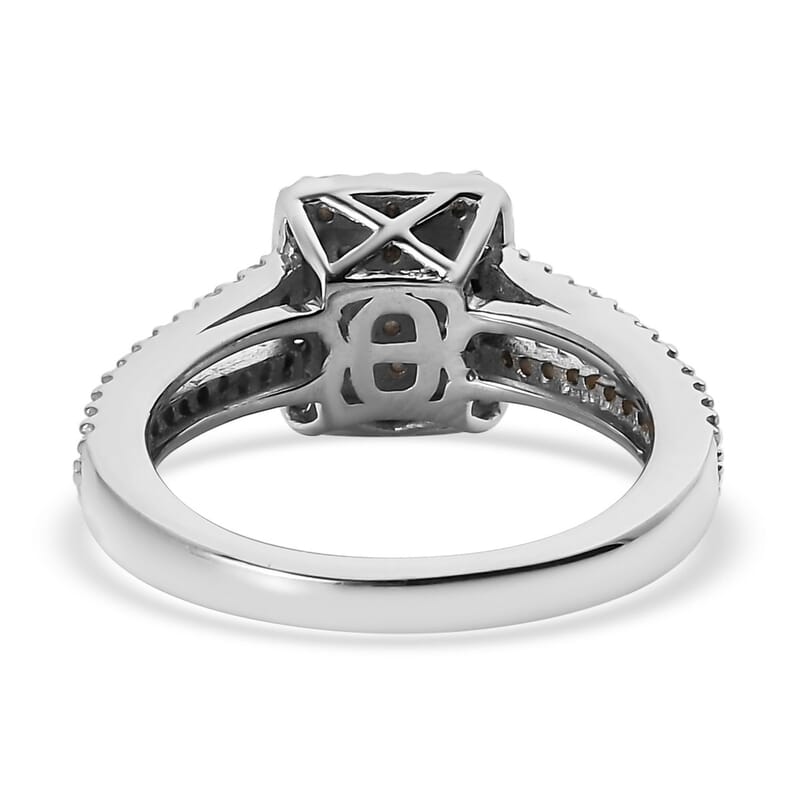 Diamond Split Shank Ring in Platinum Over Sterling Silver (Size 10.0) 0.50 ctw