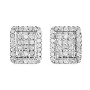 Diamond Stud Earrings in Platinum Over Sterling Silver 0.50 ctw