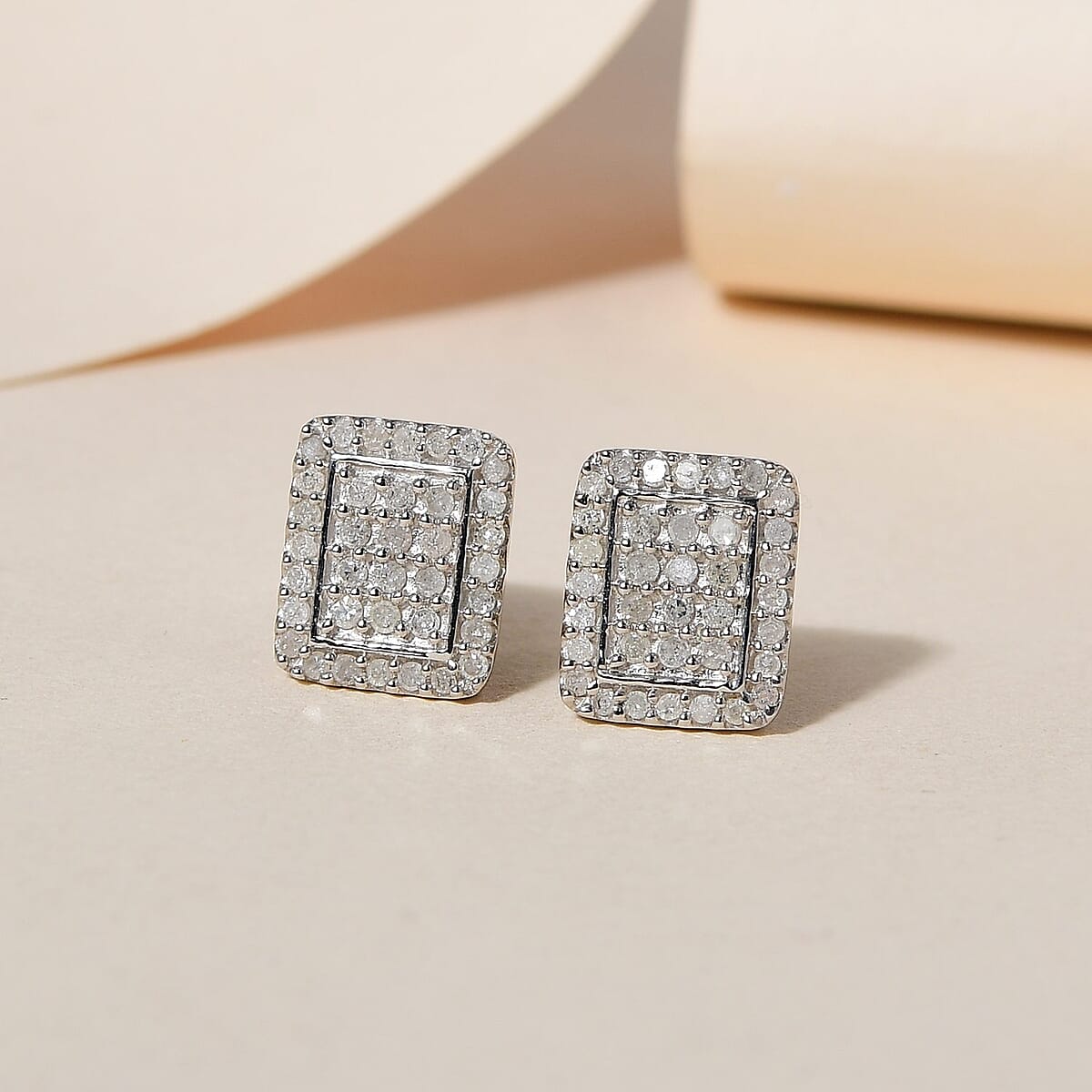 Diamond Stud Earrings in Platinum Over Sterling Silver 0.50 ctw image number 1