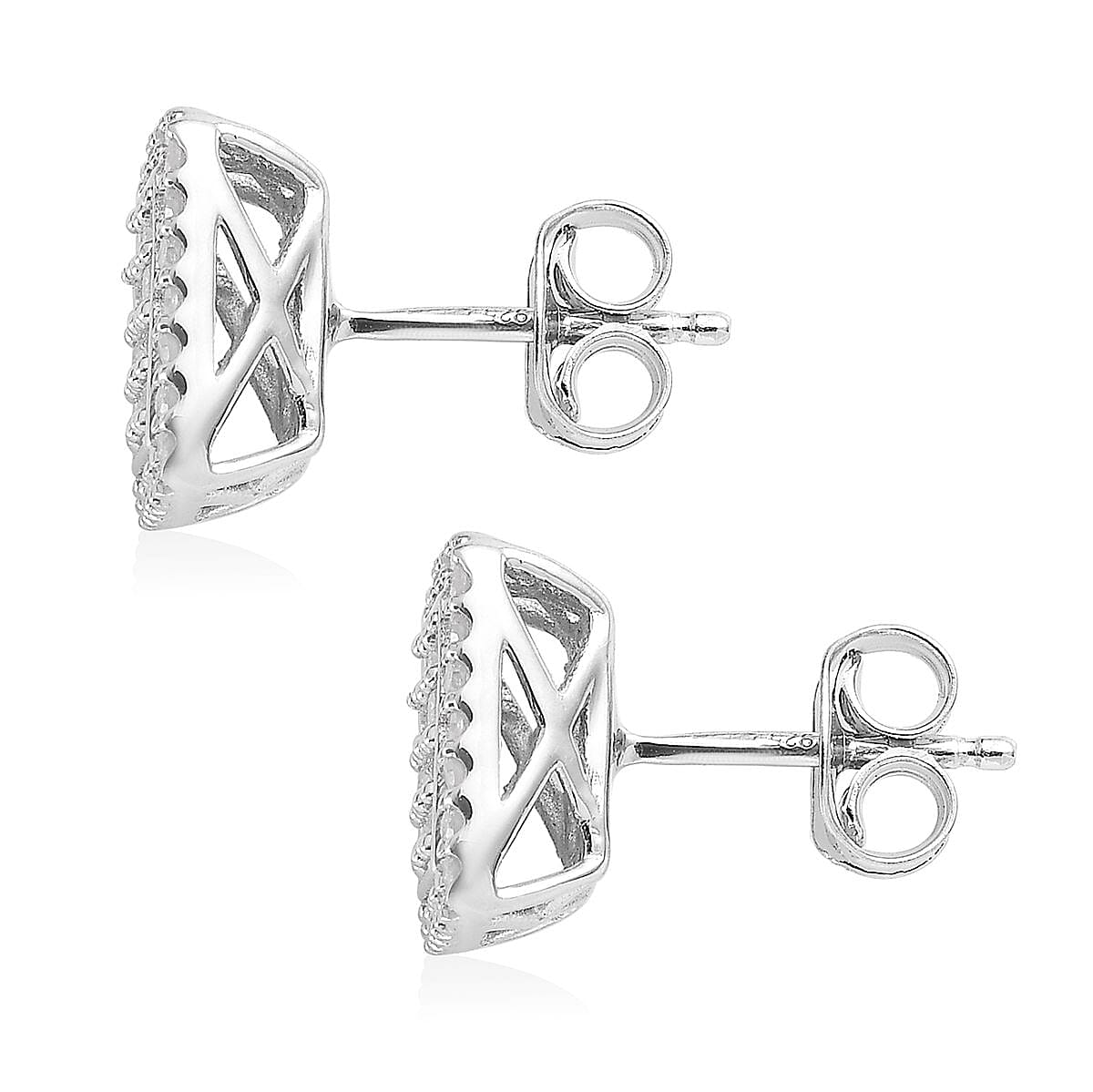 Diamond Stud Earrings in Platinum Over Sterling Silver 0.50 ctw image number 3