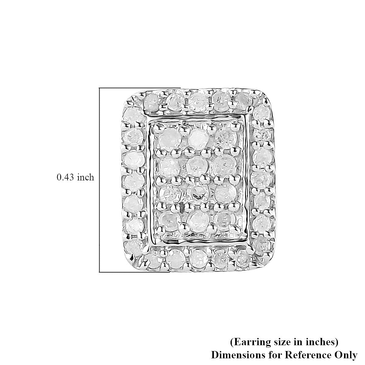 Diamond Stud Earrings in Platinum Over Sterling Silver 0.50 ctw image number 4