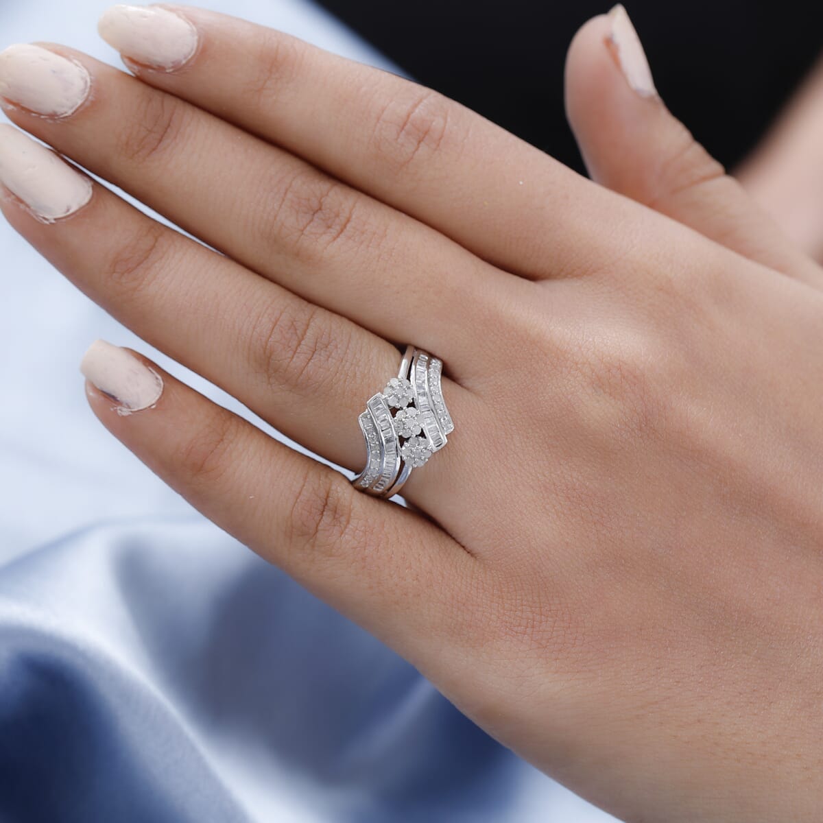 Diamond Ring in Platinum Over Sterling Silver (Size 9.0) 0.50 ctw image number 2