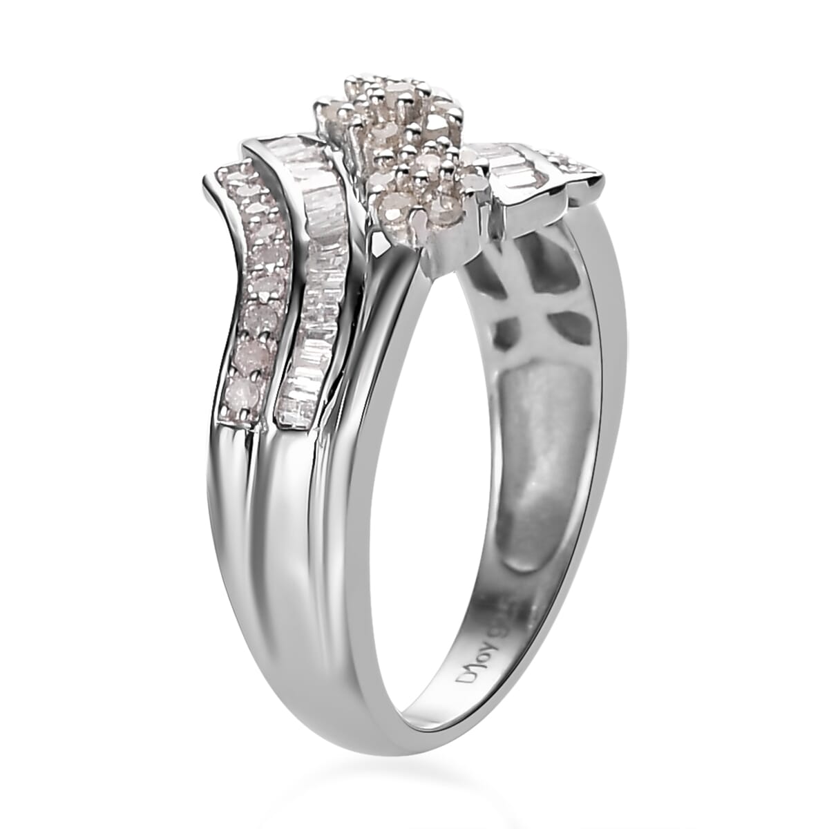 Diamond Ring in Platinum Over Sterling Silver (Size 9.0) 0.50 ctw image number 3