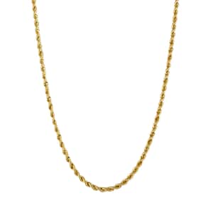 10K Yellow Gold 2mm Rope Chain Necklace 24 Inches 3.3 Grams