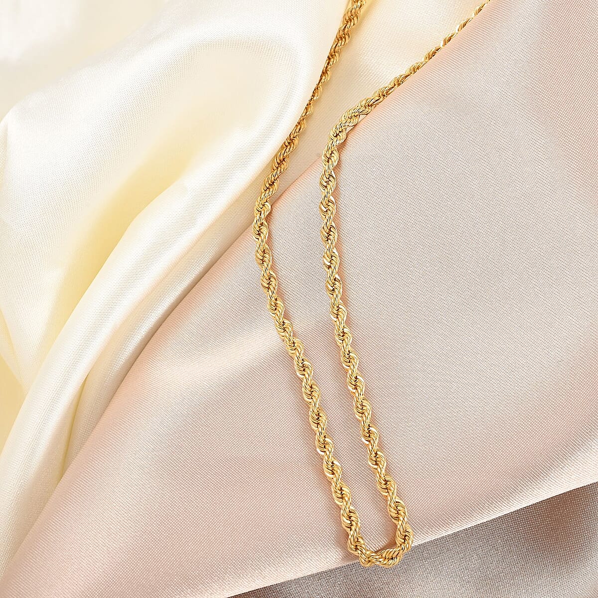 10K Yellow Gold Rope Chain Necklace , Gold Rope Necklace , 22 Inches Chain Necklace , Gold Chain 7.3 Grams image number 1