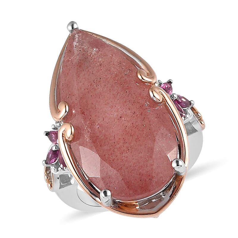 Tanzanian Natronite and Multi Gemstone Ring in Vermeil Rose Gold and Platinum Over Sterling Silver (Size 10.0) 24.75 ctw