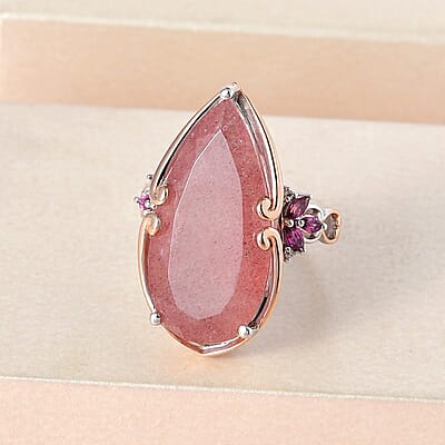 Tanzanian Natronite and Multi Gemstone Ring in Vermeil Rose Gold and Platinum Over Sterling Silver (Size 10.0) 24.75 ctw