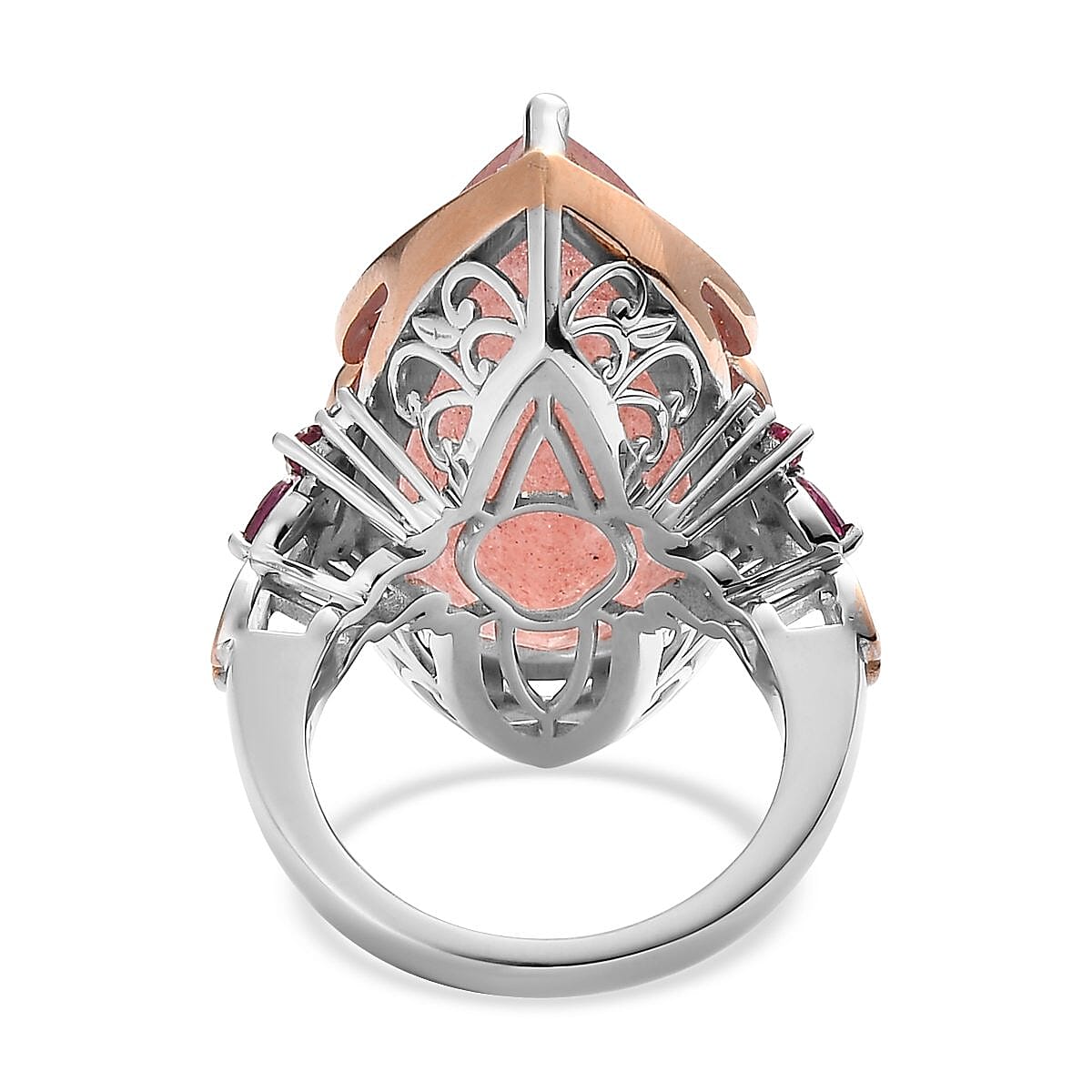 Natural Tanzanian Natronite and Multi Gemstone Ring in Vermeil Rose Gold and Platinum Over Sterling Silver 9.35 Grams 24.75 ctw image number 4