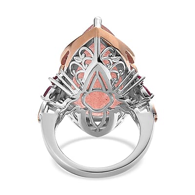 Tanzanian Natronite and Multi Gemstone Ring in Vermeil Rose Gold and Platinum Over Sterling Silver (Size 10.0) 24.75 ctw