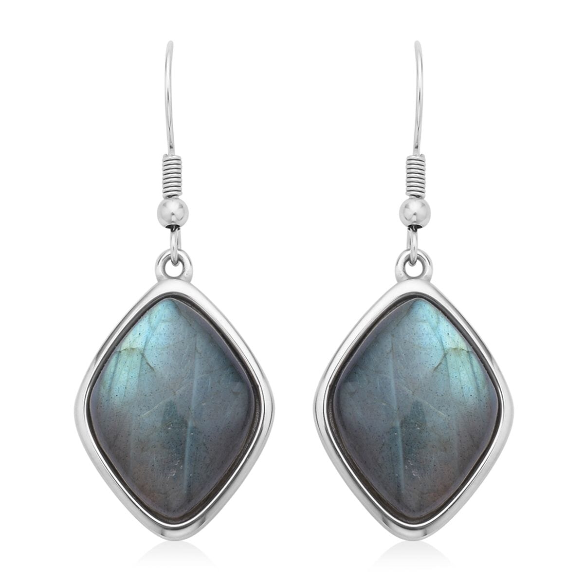 Malagasy Labradorite Dangle Earrings in Stainless Steel 36.00 ctw image number 0