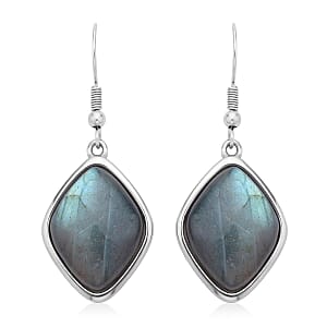 Malagasy Labradorite Dangle Earrings in Stainless Steel 36.00 ctw | Tarnish-Free, Waterproof, Sweat Proof Jewelry
