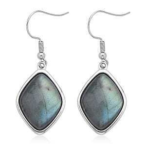 Malagasy Labradorite Dangle Earrings in Stainless Steel 36.00 ctw | Tarnish-Free, Waterproof, Sweat Proof Jewelry
