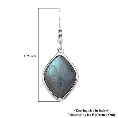 Malagasy Labradorite Dangle Earrings in Stainless Steel 36.00 ctw | Tarnish-Free, Waterproof, Sweat Proof Jewelry