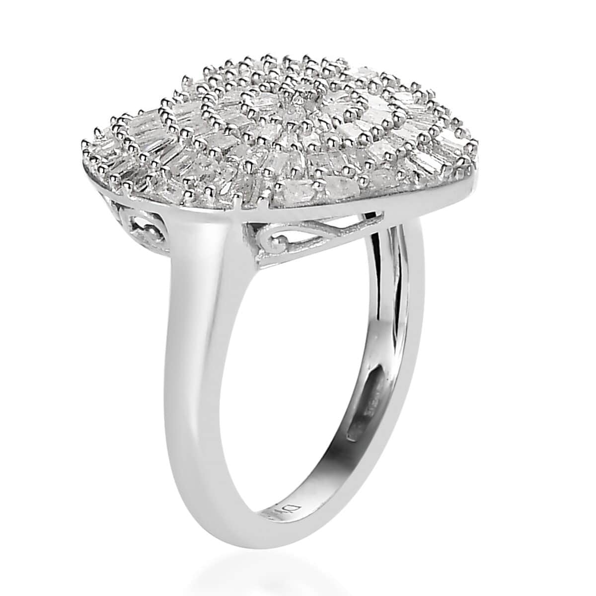 Diamond Heart Ring in Platinum Over Sterling Silver (Size 6.0) 1.00 ctw image number 3