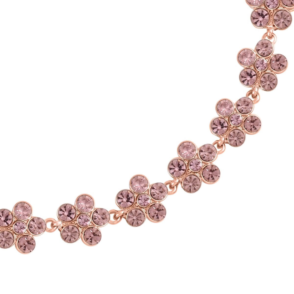 Pink Austrian Crystal Necklace in Rosetone 20-22 Inches image number 2
