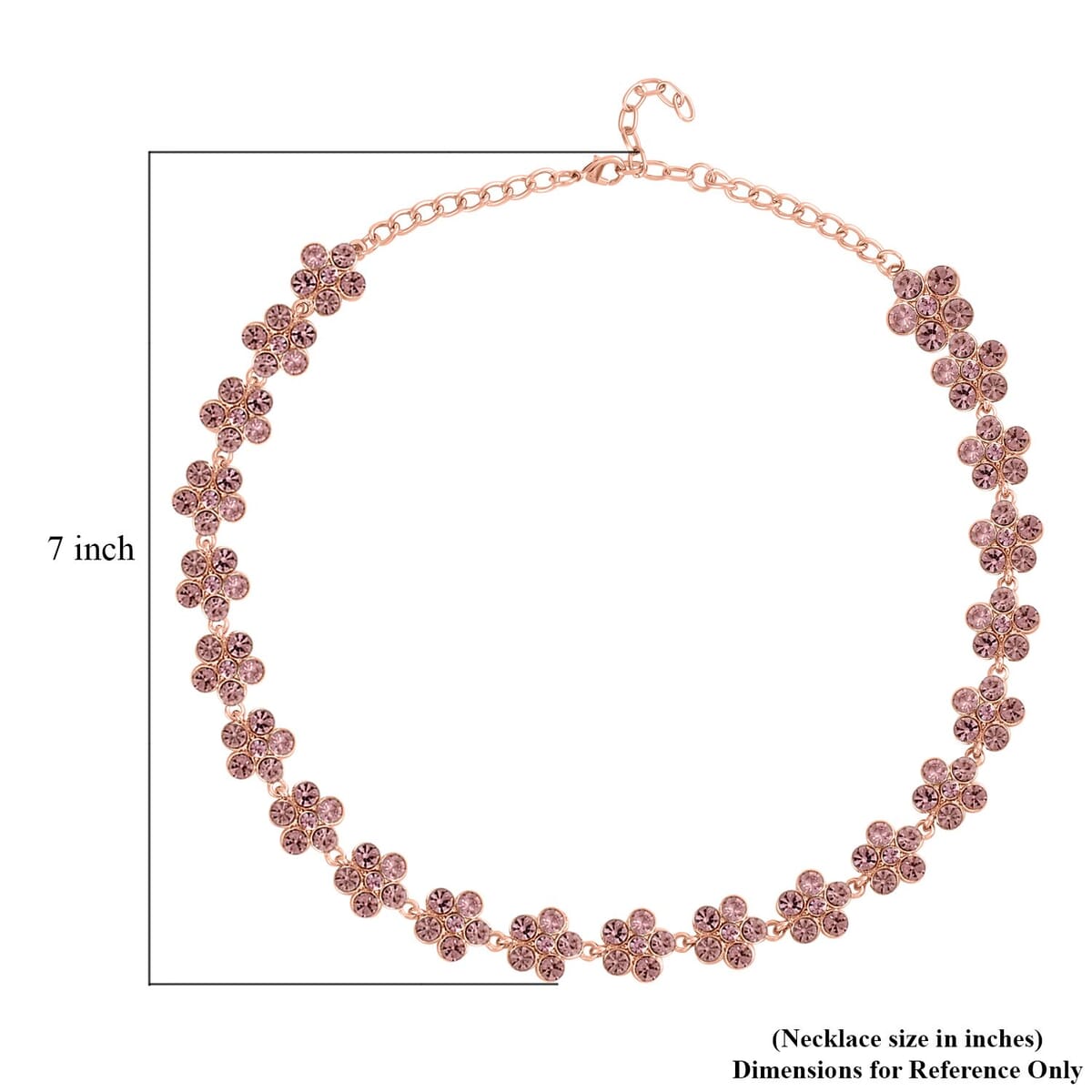 Pink Austrian Crystal Necklace in Rosetone 20-22 Inches image number 3