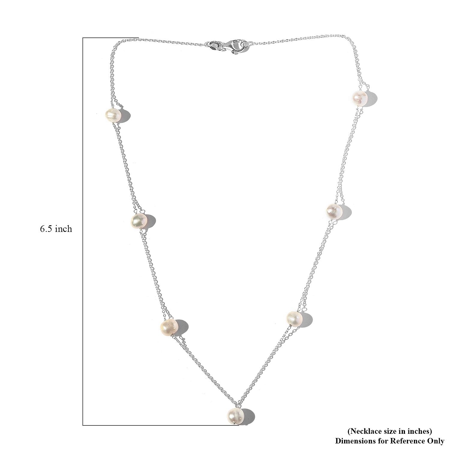 White Freshwater Pearl Necklace 18 Inches in Sterling Silver