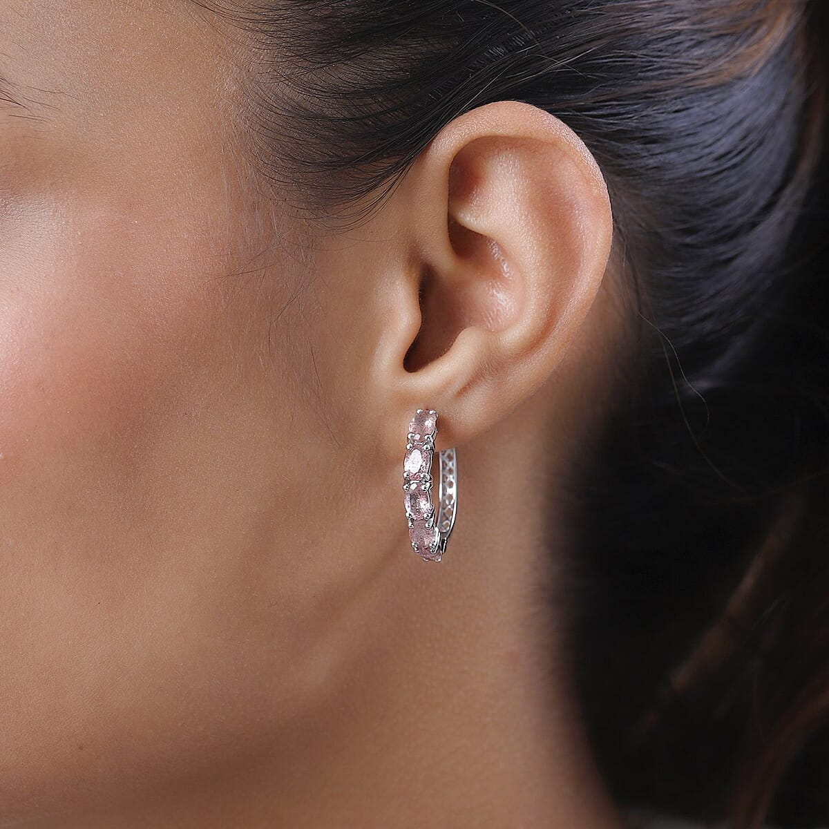 Tanzanian Natronite Hoop Earrings in Platinum Over Sterling Silver 4.15 ctw image number 2