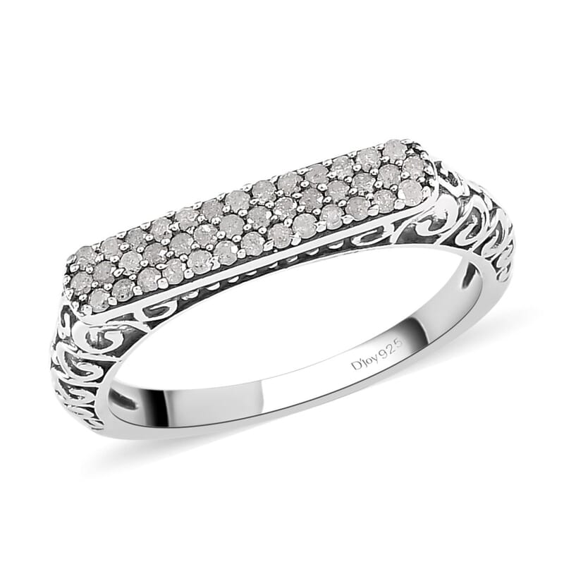 Diamond Three row Band Ring in Sterling Silver (Size 10.0) 0.25 ctw