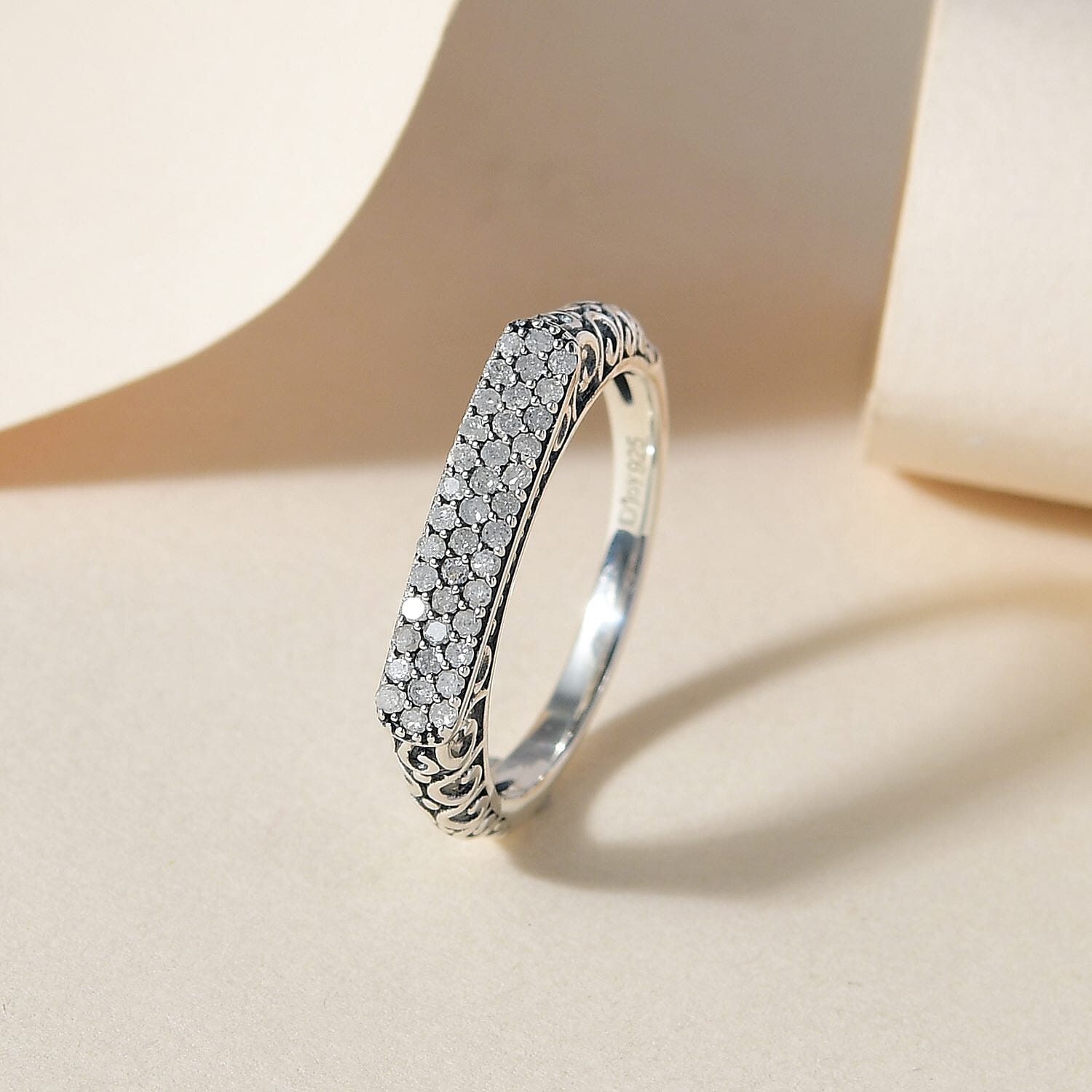 Diamond Three row Band Ring in Sterling Silver (Size 10.0) 0.25 ctw