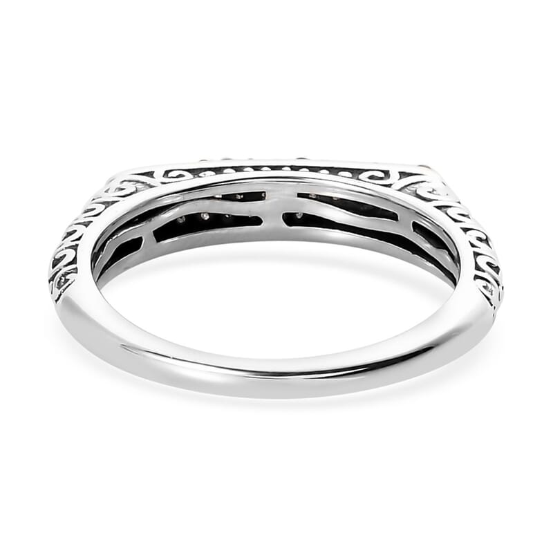 Diamond Three row Band Ring in Sterling Silver (Size 10.0) 0.25 ctw