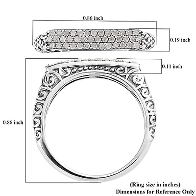 Diamond Three row Band Ring in Sterling Silver (Size 10.0) 0.25 ctw