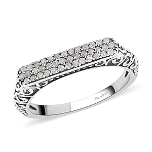 Diamond Three row Band Ring in Sterling Silver (Size 5.0) 0.25 ctw