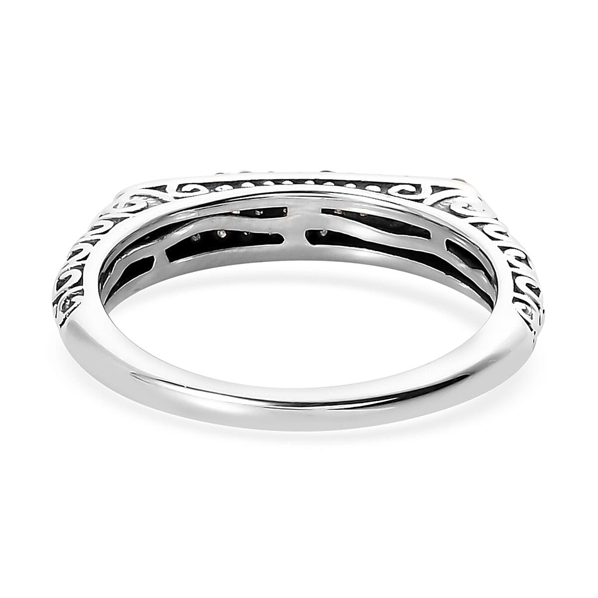 Diamond Three row Band Ring in Sterling Silver (Size 5.0) 0.25 ctw image number 4