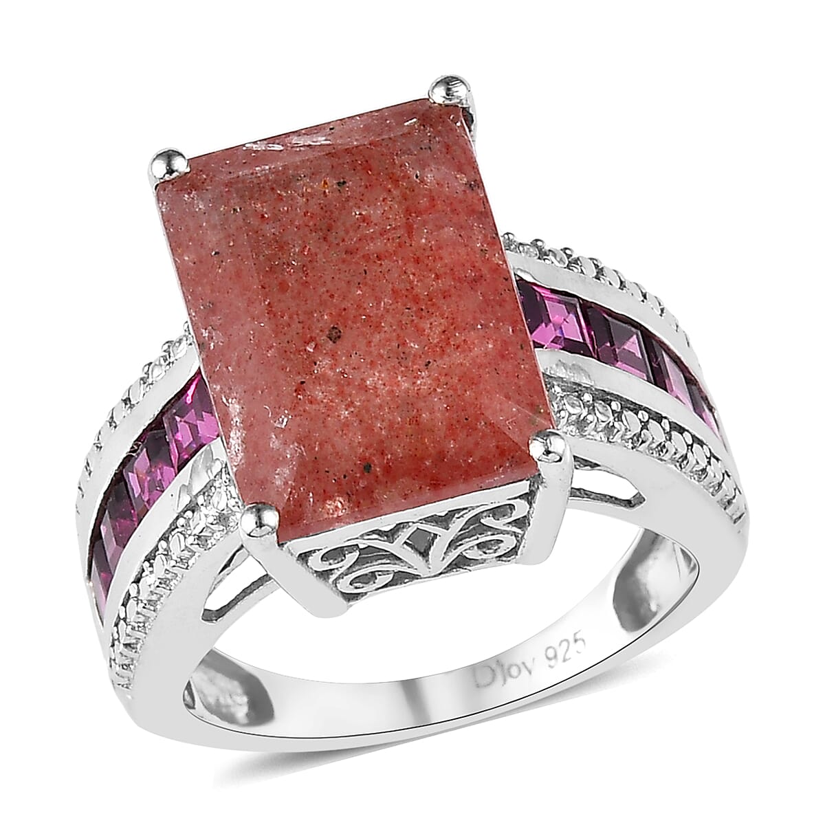 Tanzanian Natronite and Orissa Rhodolite Garnet Ring in Platinum Over Sterling Silver (Size 10.0) 7.85 ctw