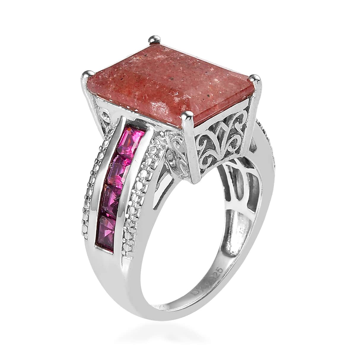 Natural Tanzanian Natronite and Orissa Rhodolite Garnet Ring in Platinum Over Sterling Silver 7.85 ctw image number 3