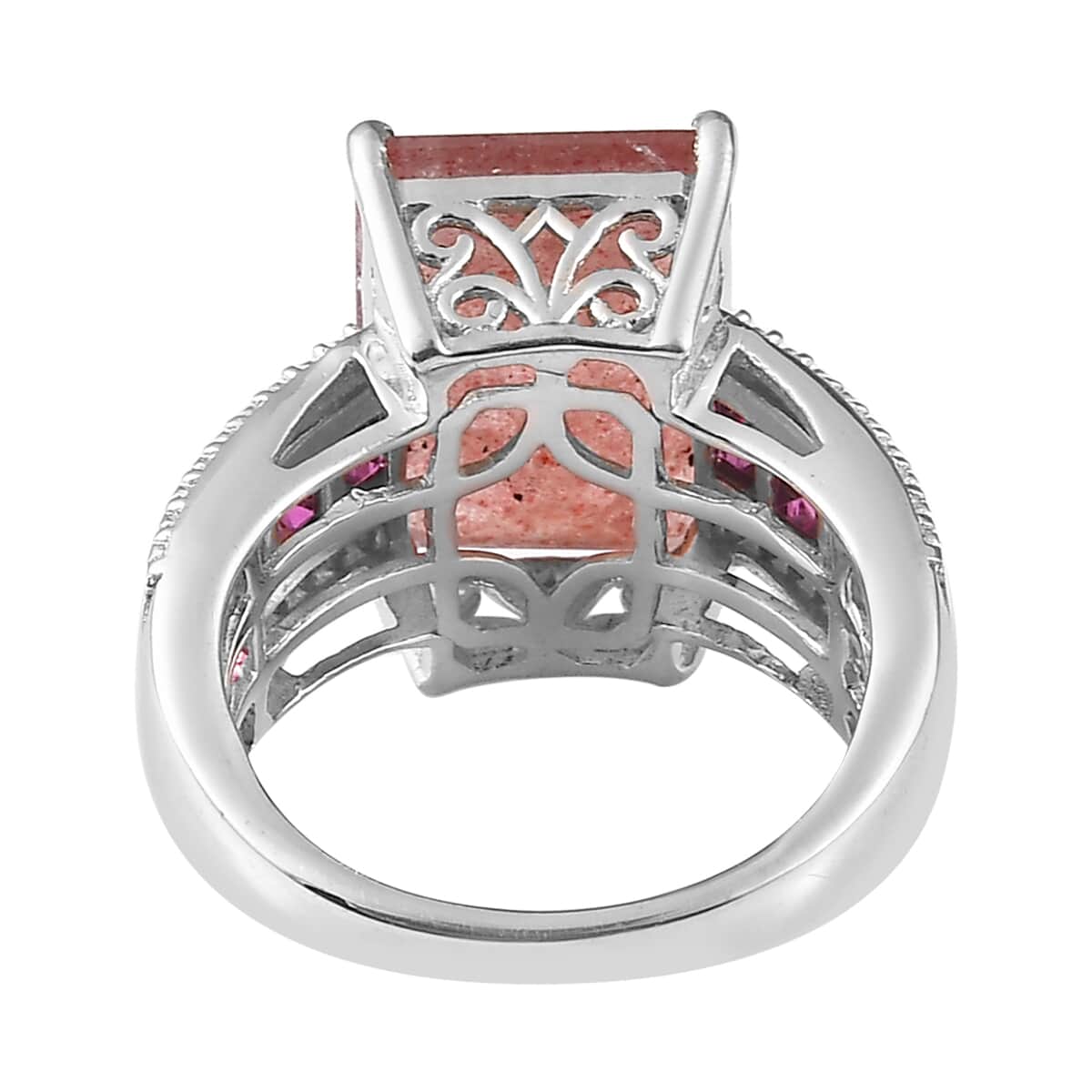 Natural Tanzanian Natronite and Orissa Rhodolite Garnet Ring in Platinum Over Sterling Silver 7.85 ctw image number 4