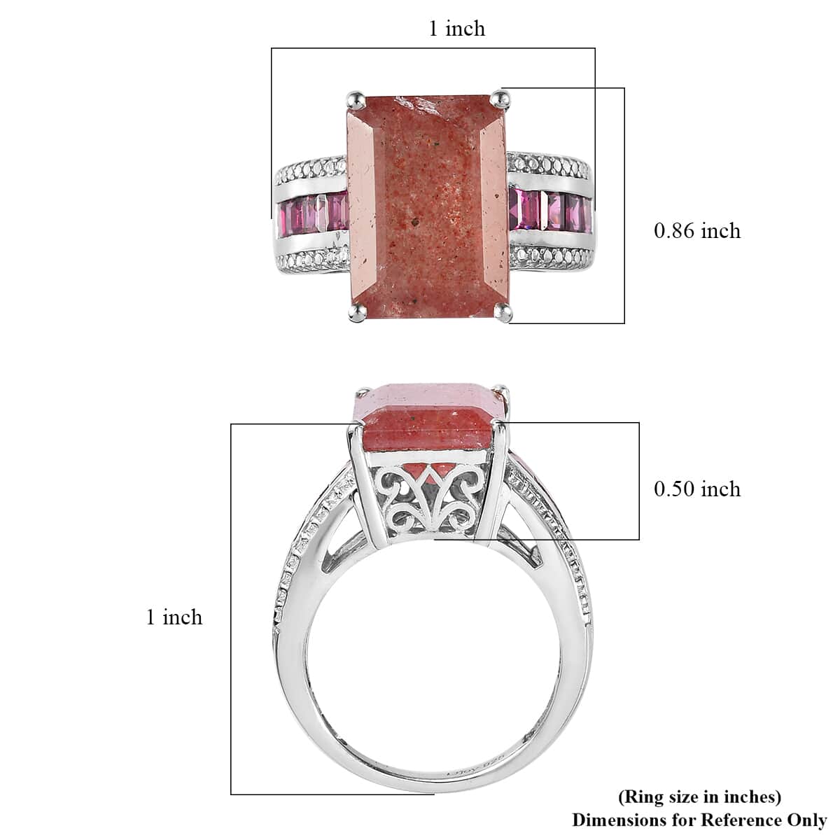 Natural Tanzanian Natronite and Orissa Rhodolite Garnet Ring in Platinum Over Sterling Silver 7.85 ctw image number 5