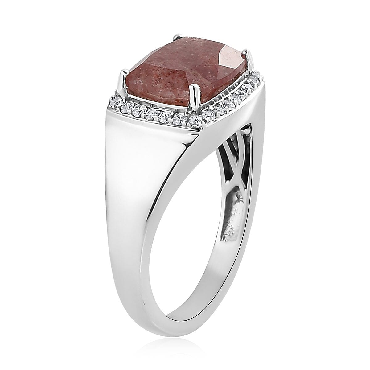 Natural Tanzanian Natronite and Natural White Zircon Men's Ring in Platinum Over Sterling Silver 4.35 ctw image number 3