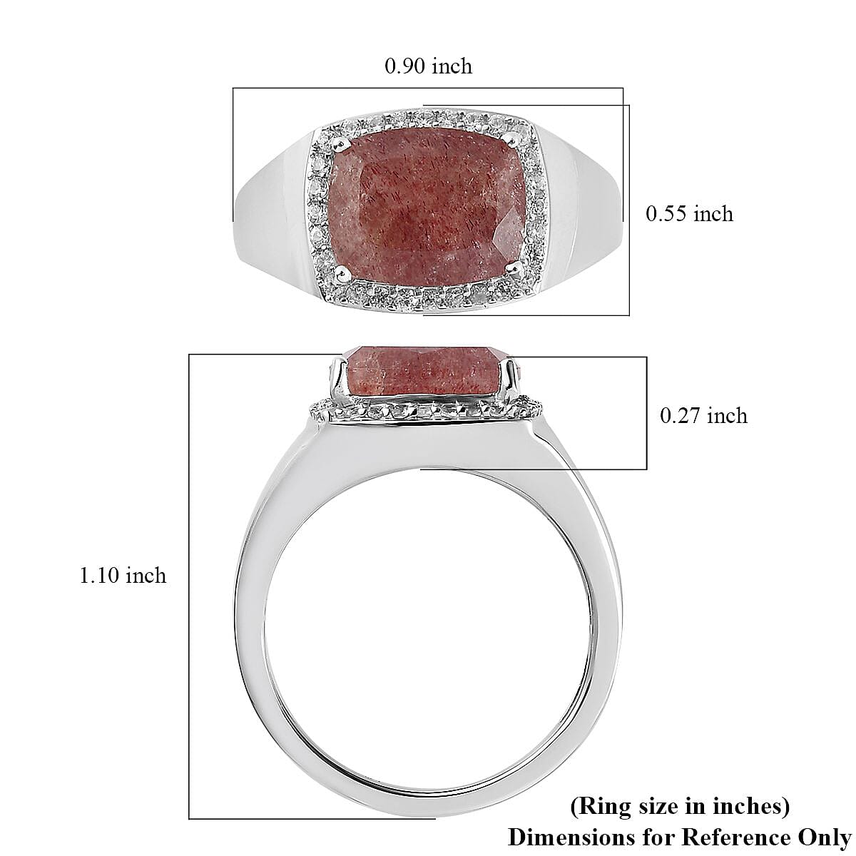Tanzanian Natronite and White Zircon Men's Ring in Platinum Over Sterling Silver (Size 10.0) 4.35 ctw