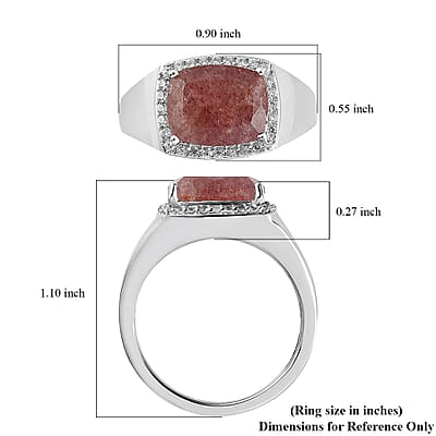 Tanzanian Natronite and White Zircon Men's Ring in Platinum Over Sterling Silver (Size 10.0) 4.35 ctw