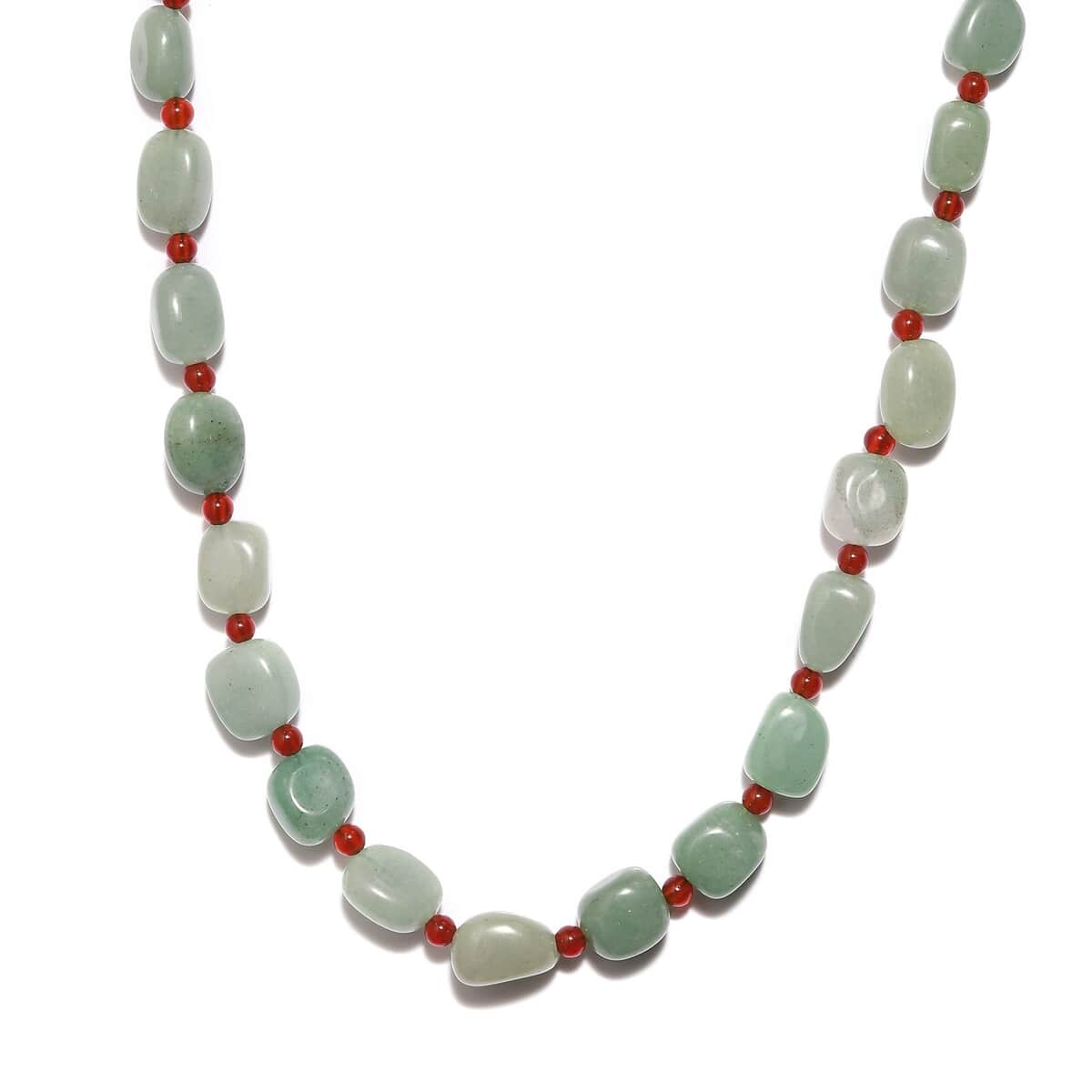 Green Aventurine, Red Agate Beaded Necklace 20 Inches in Sterling Silver 253.30 ctw image number 0
