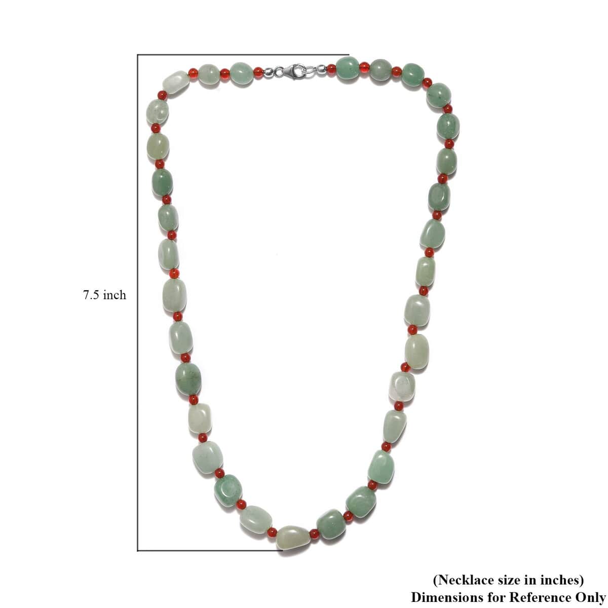 Green Aventurine, Red Agate Beaded Necklace 20 Inches in Sterling Silver 253.30 ctw image number 5