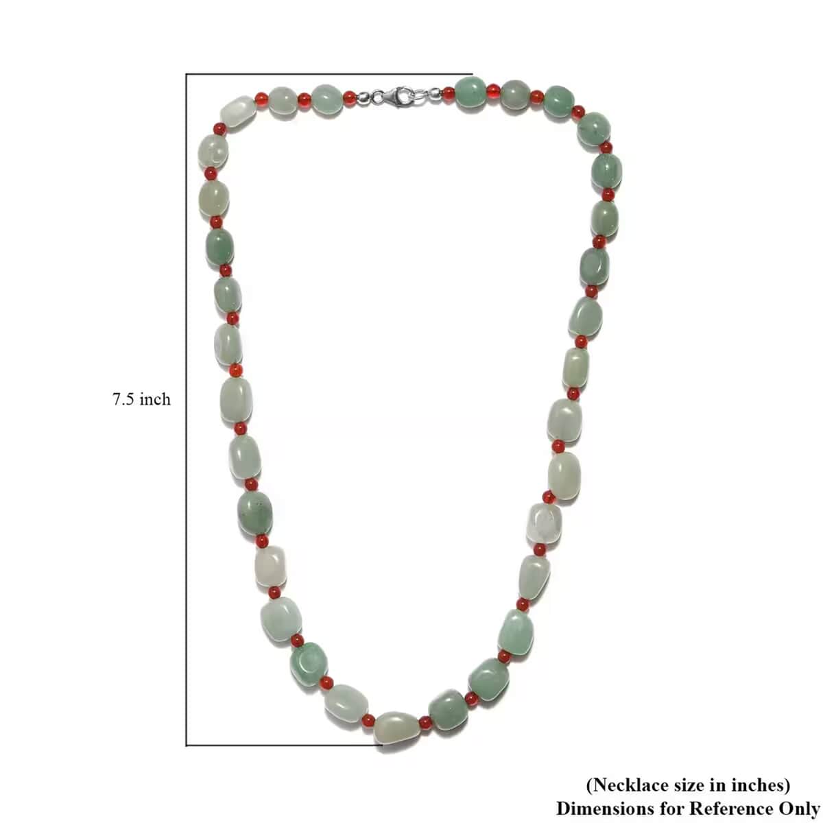 Green Aventurine, Red Agate Beaded Necklace 20 Inches in Sterling Silver 253.30 ctw image number 7