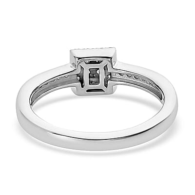 Diamond Cluster Ring in Platinum Over Sterling Silver (Size 10.0) 0.25 ctw