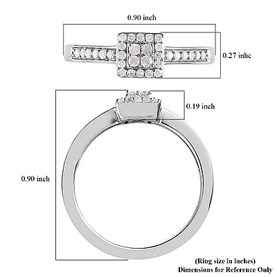 Diamond Cluster Ring in Platinum Over Sterling Silver (Size 10.0) 0.25 ctw