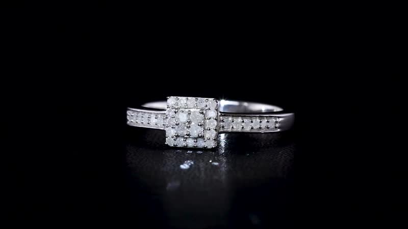 Diamond Cluster Ring in Platinum Over Sterling Silver 0.25 ctw