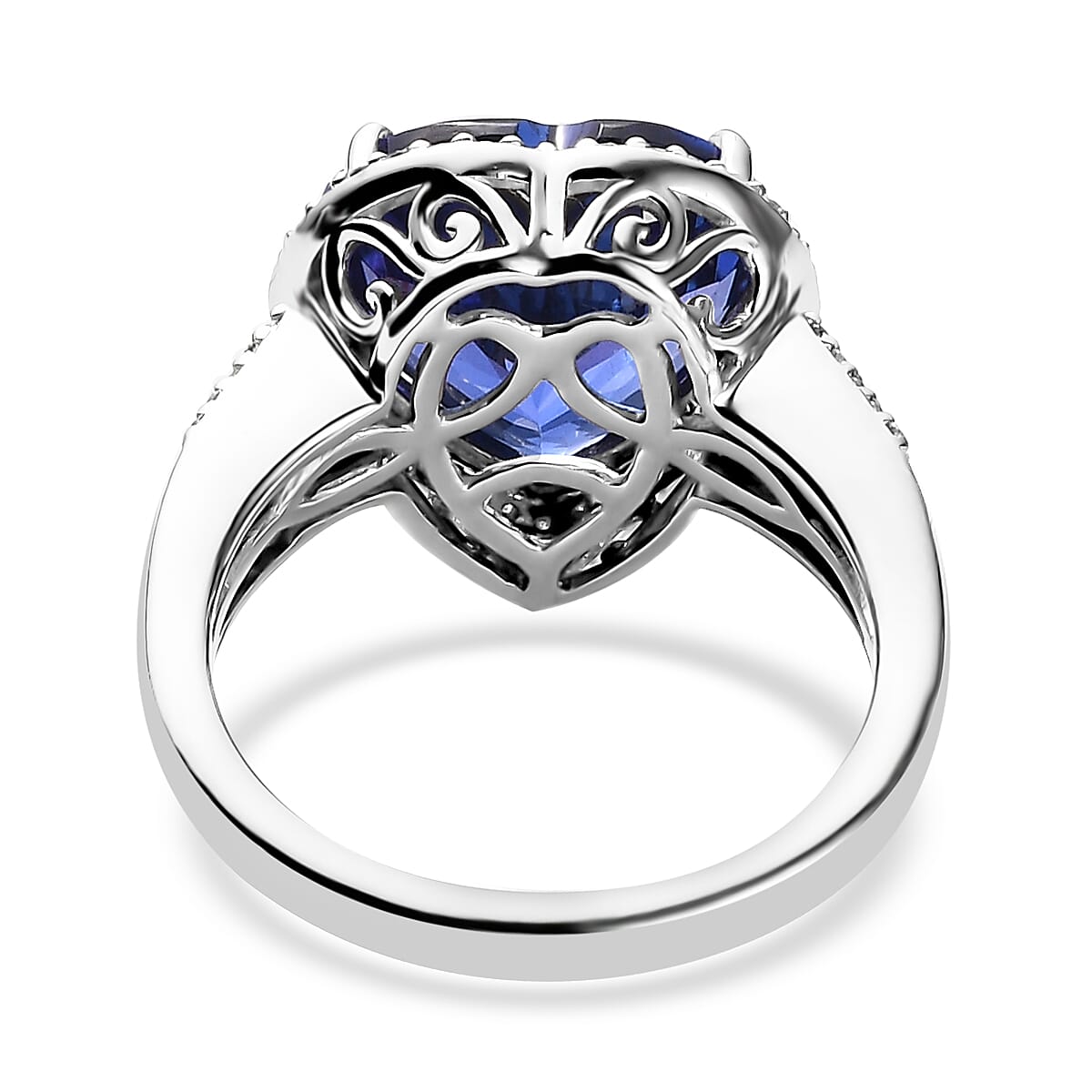 Rhapsody 950 Platinum AAAA Tanzanite and E-F VS2 Diamond Heart Shape Halo Ring (Size 8.0) 7.75 Grams 8.00 ctw (Del. 10-15 Days) image number 4