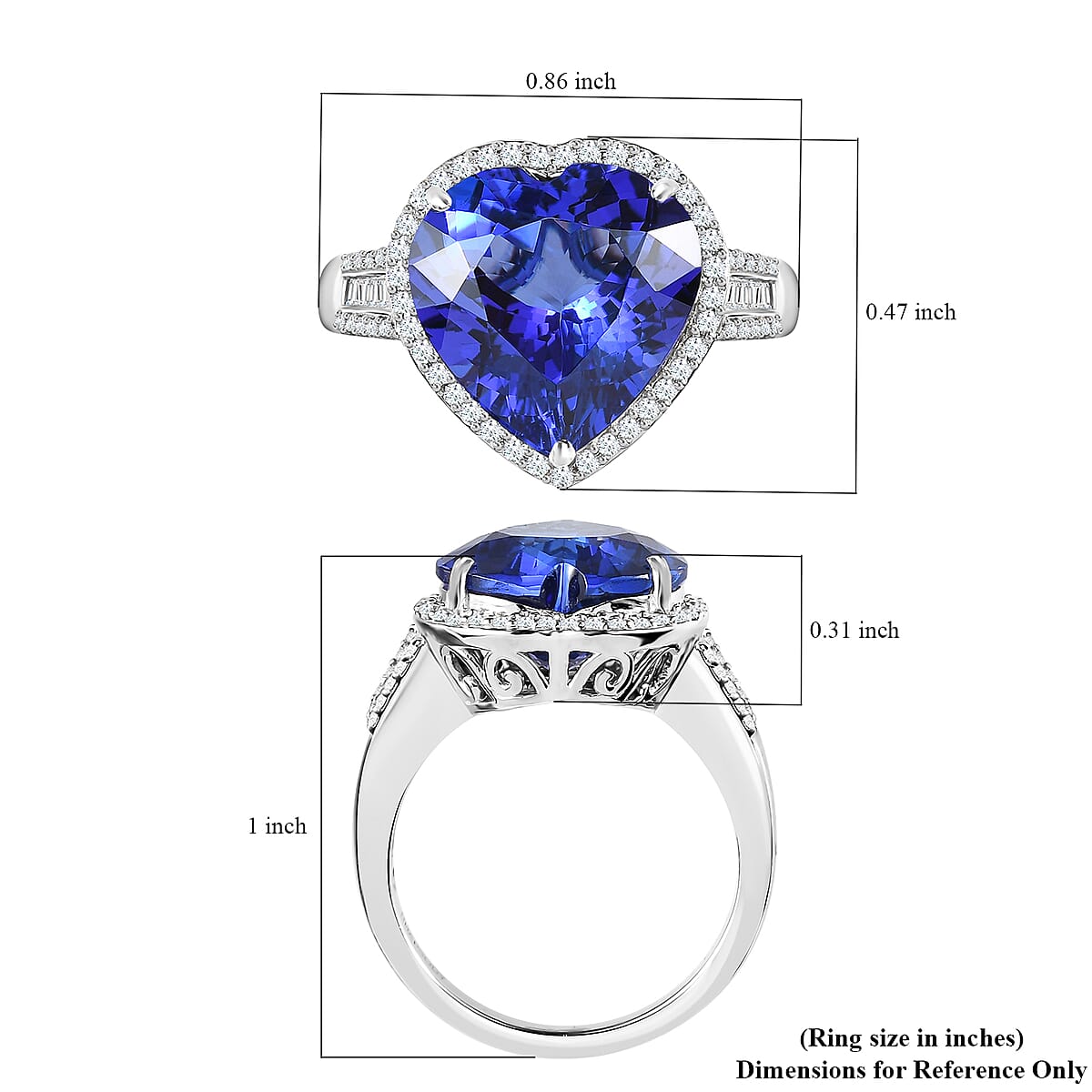 Rhapsody 950 Platinum AAAA Tanzanite and E-F VS2 Diamond Heart Shape Halo Ring (Size 8.0) 7.75 Grams 8.00 ctw (Del. 10-15 Days) image number 5