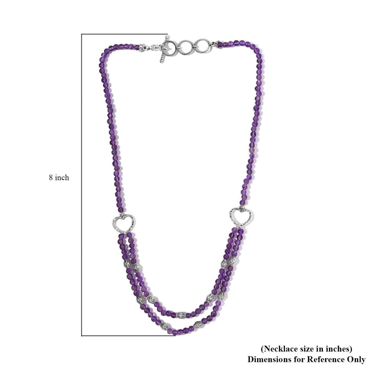 Amethyst Beaded 2 Row Necklace 18 Inches in Sterling Silver 59.00 ctw image number 5