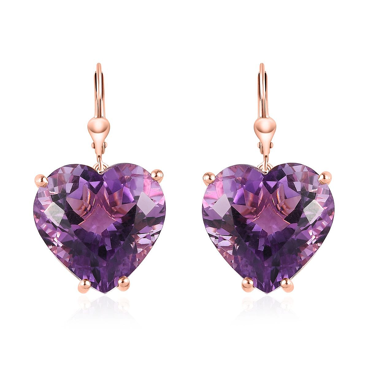 Buy TLV Rose De France Amethyst Heart Shape Lever Back Earrings in