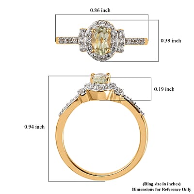 AAA Turkizite and White Zircon Halo Ring in Vermeil Yellow Gold Over Sterling Silver (Size 5.0) 1.00 ctw